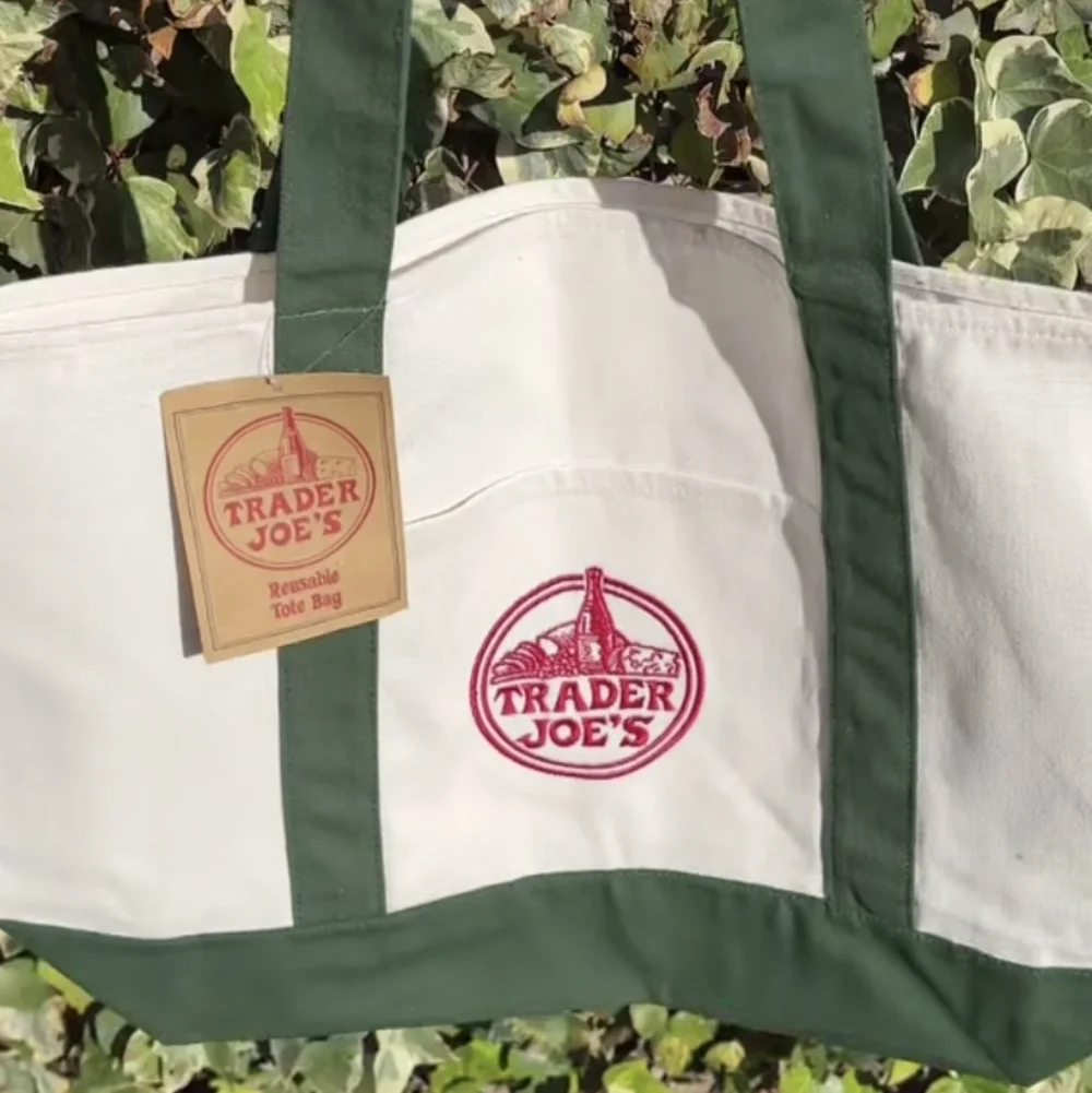 Trader Joe's NEW Dark Green Limited Release Classic Canvas Tote Bag - Picture 4 of 4